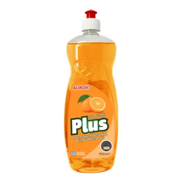 alikon_katharistikopiaton_portokali_750ml Υγρό απορρυπαντικό καθαριστικό πιάτων και σκευών κουζίνας για πλύσιμο στο χέρι με άρωμα πορτοκάλι Alikon 750ml